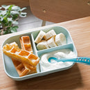 Beaba Silicone suction divided plate + 2nd age spoon - Blue