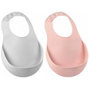 Beaba Set of 2 Silicone Bib -  Old Pink/Light Grey