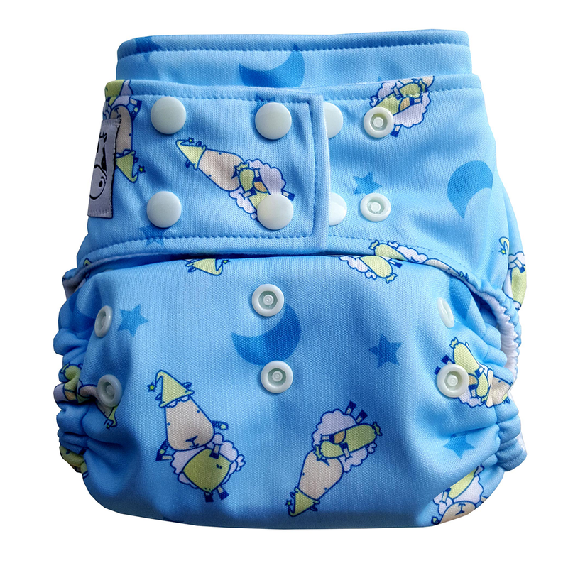 Moo Moo Kow One Size Pocket Diapers Snap - BaaBaaSheepz Blue