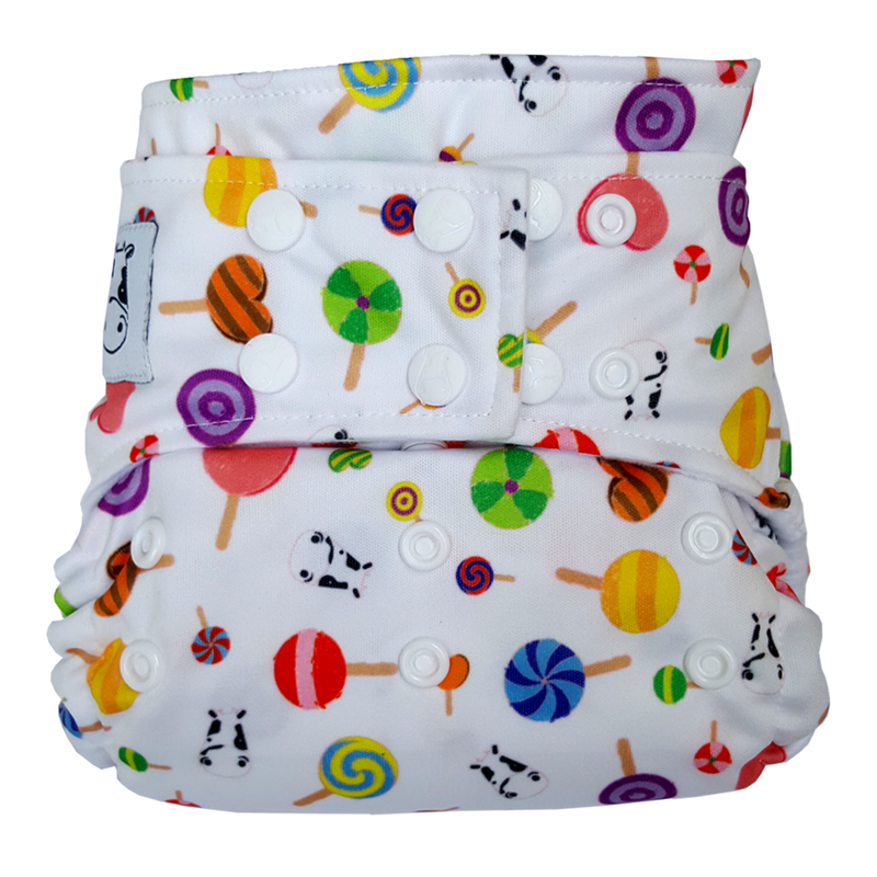 Moo Moo Kow One Size Pocket Diapers Snap - Lollipop
