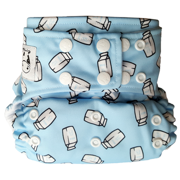 Moo Moo Kow Bamboo Cloth Diaper One Size Snap - Milk Cartons