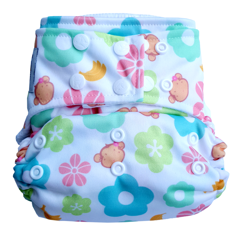 Moo Moo Kow Bamboo Cloth Diaper One Size Snap - Mooky Flower