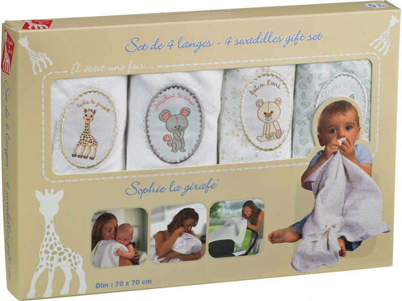 Sophie the Giraffe Swaddler Nappies - Set of 4