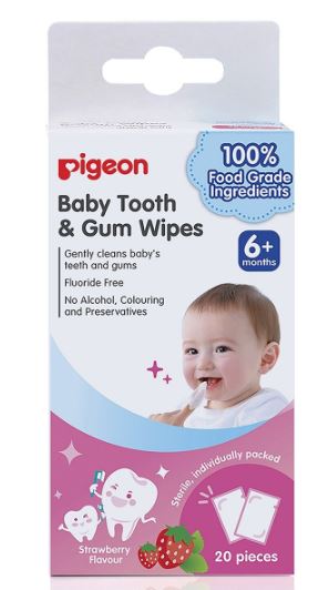 Pigeon Baby Tooth & Gum Wipes Strawberry 20s Exp: