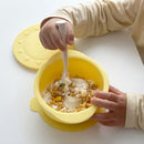 Mother's Corn Sunny Silicone Suction Bowl with Lid - Yellow