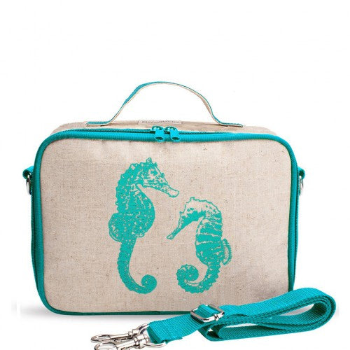 SoYoung Lunch Box Bag - Aqua Seahorses