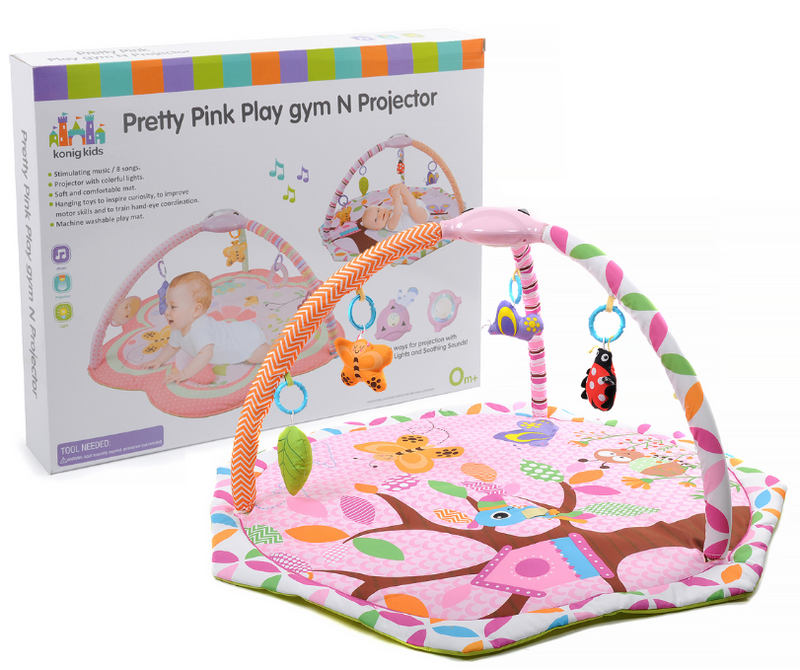 Konig Kids Pretty Pink Butterfly Play Gym with Lights Projection & Music (Batteries not included)