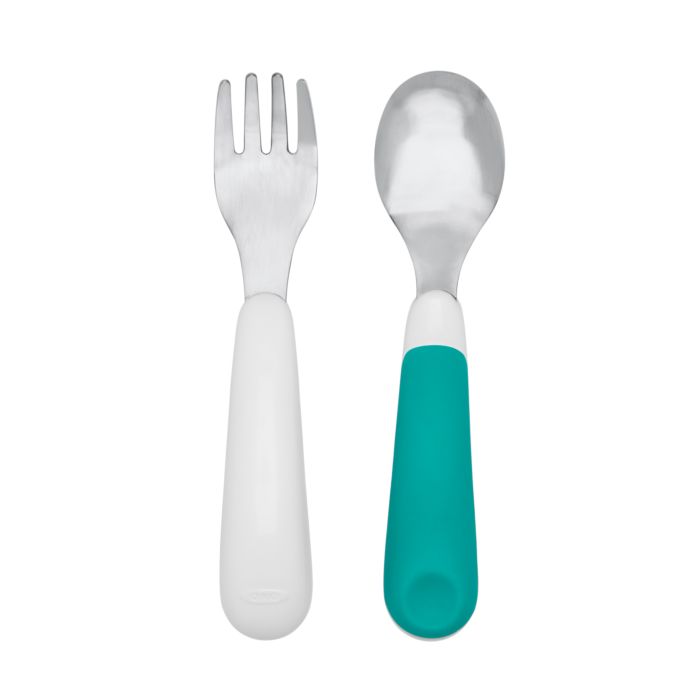 OXO TOT On-The-Go Fork And Spoon Set - Teal - Metal
