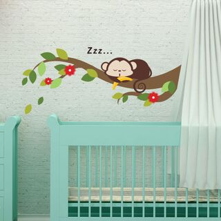 Walplus Sleeping Monkey & Branch 28cm x 70cm