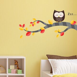 Walplus Sleeping Owl & Branch 28cm x 70cm