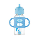 [Bundle of 2] Dr Brown's 9 oz/270 ml PP W-N Sippy Straw Bottle w/ Silicone Handles, Blue, 1-Pack