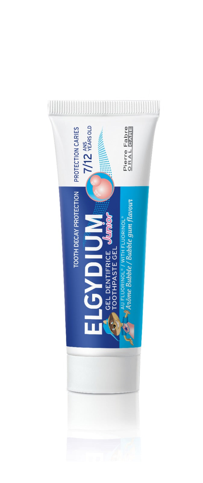 Elgydium Junior Bubble Gum 50ml Toothpaste - 100% Organic Flouride (7 Years Up) 1000ppm F-  (Paraben Free)  - FOC Elgydium Toothpaste travel size 7ml with every 4 tubes ordered  Exp: 04/23