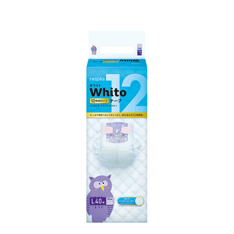 Nepia Whito Tape (4 Packs/Cartoon) L40 12H -FOC Showa Baby Wipes 99.5% Water 80s x 3packs
