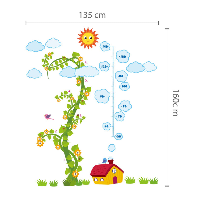 Walplus Magic Bean Height Grow Chart Wall Decals 90x30cm 4pcs