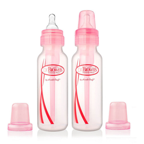 Dr. Brown's 8 Oz/250 Ml PP Narrow-Neck "Options" Bottle - Pink, 2-Pack